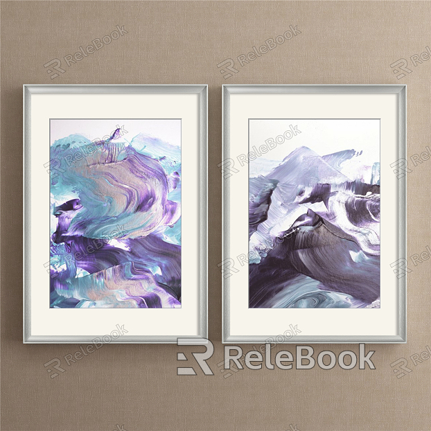 Modern Abstract Painting Simple Blue Living Room Ocean Waves model