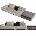 Modern Sectional Sofa With Light Gray Dark Brown Tones Multiple Plush Cushions And Modular Design 3d model