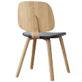 Modern Wooden Single Chair With Black Leather Seat And Minimalist Design