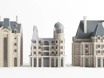Ancient Architecture Models Featuring Classic European Style Spire Dome And Arched Windows 3d model