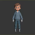 Cartoon Boy Character Wearing Blue Hoodie Brown Hair And White Gloves Standing