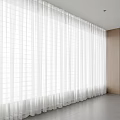 Modern White Sheer Curtains with Light Filtering Effect in Spacious Room with Wooden Cabinetry