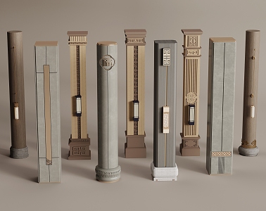 New Chinese Style Column Corner Column Villa Column 3d model