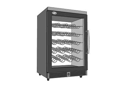 Black Glass Door Wine Refrigerator With Multiple Racks For Storing Wine Bottles 3d model