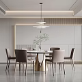 Elegant Modern Restaurant Interior With Round Dining Table Stylish Chairs And Pendant Light 3d model