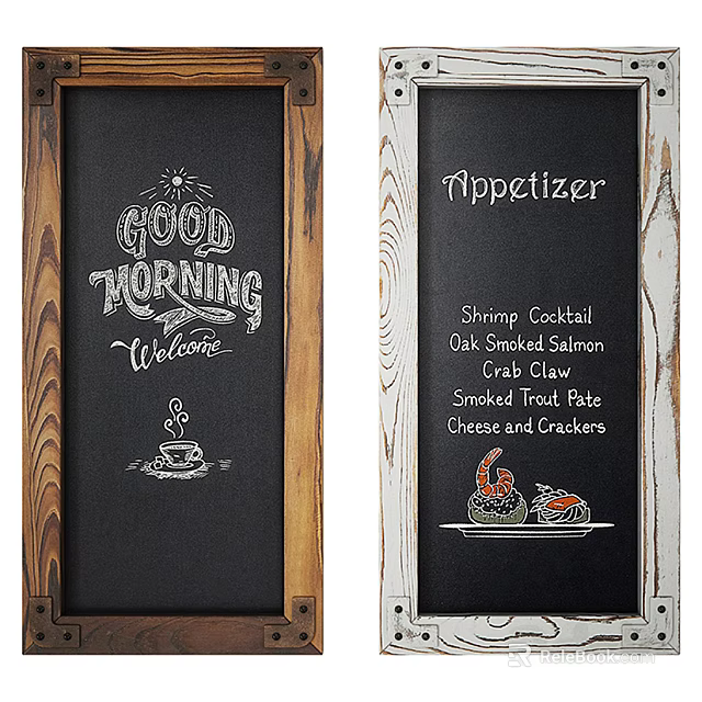 Chalkboard Menu With Good Morning Welcome And Appetizer Food Items Illustrations 3d model 