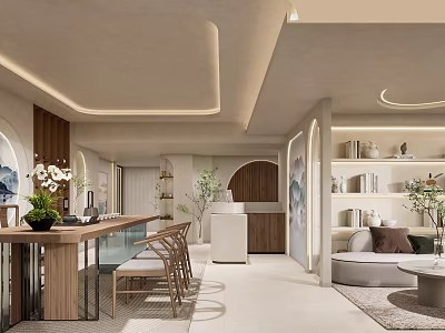 Modern Hair Beauty Salon Open Concept Interior With Styling Chairs And Mirrors 3d model