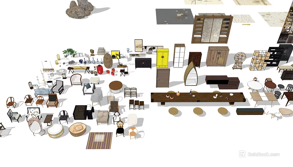 Diverse Collection of Furniture and Home Decor Items Including Chairs Tables and Cabinets 3d model 