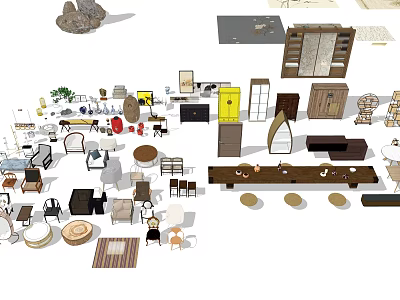 Diverse Collection of Furniture and Home Decor Items Including Chairs Tables and Cabinets 3d model