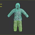 Gray White Camouflage Pattern Hooded Coverall With Functional Design For Outdoor Work 3d model