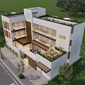 Modern Detached Villa With Three Story Design Green Roof And Garden Surroundings