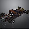 Colorful Graffiti Race Car With Exposed Engine Large Tires And Chassis