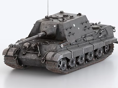 Detailed Vintage Military Tank With Long Cannon Metal Tracks And Top Hatches 3d model
