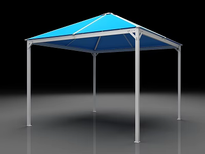 Outdoor Blue Canopy Gazebo With White Metal Frame For Patio Use 3d model