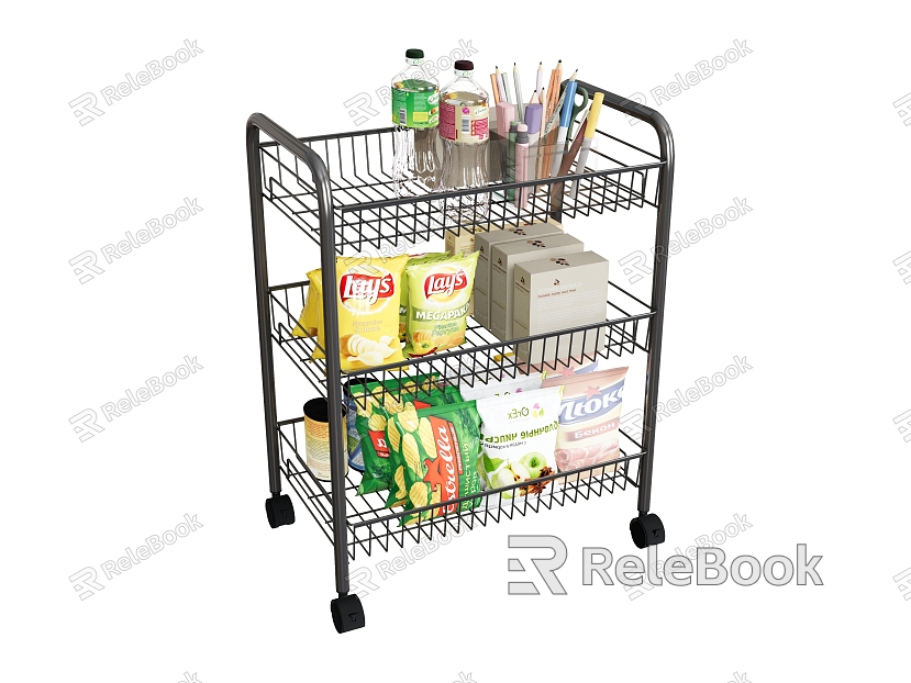 Storage Rack Iron Rack Miscellaneous Shelf Potato Chips Beverage Food Snacks Mobile Wire Rack model