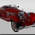 Red Vintage Mercedes Convertible Car With Classic Chrome Grille And Retro Design