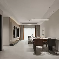 Modern Living Dining Room Interior With White Sofa Coffee Table Dining Chairs And Wall Art