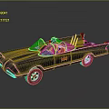 Batman Inspired Classic Black Car With Red Accents And Convertible Design