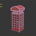 Vintage Red Telephone Booth Model With Classic Design And Glass Windows