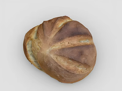 Freshly Baked Artisan Bread with Crusty Golden Brown Surface and Handmade Texture 3d model