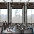 Hotel Public Lounge Area With Comfortable Sofas Modern Pendant Lights And Marble Wall Decor