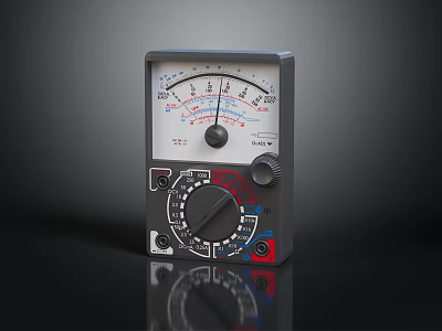 Analog Multimeter With Dial Scale Pointer And Control Knobs For Electrical Measurement 3d model