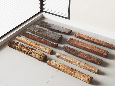 Stone and Wood Various Natural Textures Different Colors Neatly Arranged Indoor with Bright Light 3d model