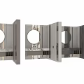 Modern Bathroom Cabinet With Round Mirror Marble Countertop And Ambient Lighting