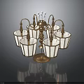 Elegant Vintage Chandelier With Metal Frame And Multiple Glass Shades