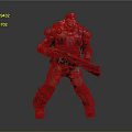 Sci Fi Armored Warrior Character Holding Futuristic Weapon as Living Creature