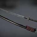 Traditional Japanese Katana Sword With Sharp Blade Black Sheath And Red Wrapped Handle