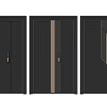 Modern Security Doors With Three Different Designs Black Surface And Gold Accent Strips 3d model