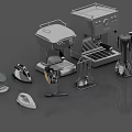 Modern Stainless Steel Kitchen Appliances Collection With Coffee Machine Blender And Toaster