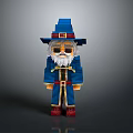 Pixel Style Man In Blue Wizard Hat White Beard Sunglasses Blue Robe Red Boots