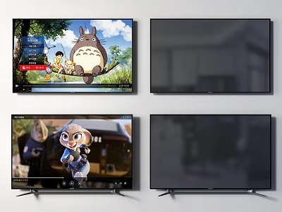 Television Shows Animated Cartoons And Various Screen Displays In Home Setting 3d model