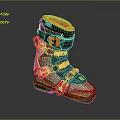 Gray Black and Orange Race Inspired Ski Boots with Secure Straps and Supportive Design 3d model