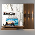 Modern TV background wall suit decoration TV books 3d model