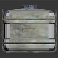 Industrial Use Equipment Enclosure With Metal Frame Blue Top And Stained Surface