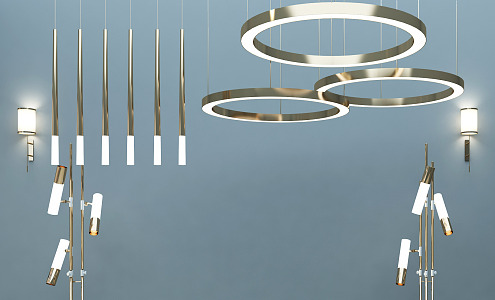 Light Luxury Lamps Combination Metal Chandelier 3d model