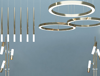 Light Luxury Lamps Combination Metal Chandelier 3d model