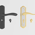 Modern Black and Gold Door Handles with Decorative Plates and Lock Cylinders