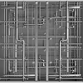 Modern Abstract Industrial Metal Pipe Grid Structure With Interconnected Tubes