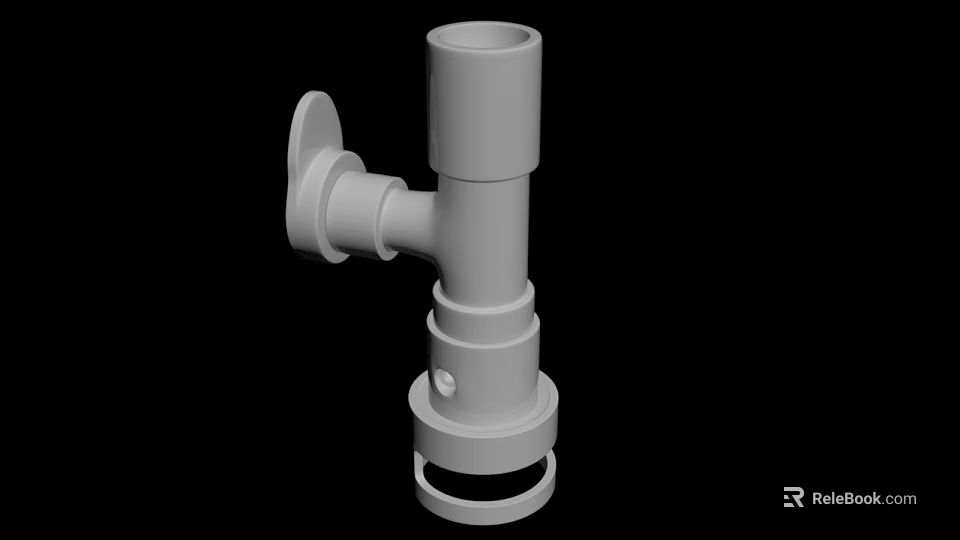 White Plumbing Pipe Fitting With Flange And Connection Components 3d model 