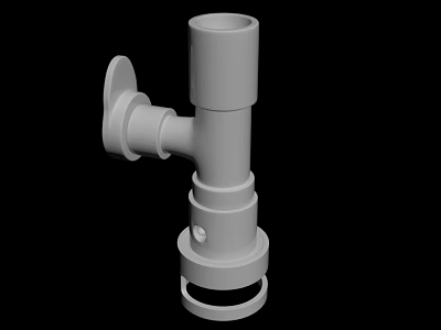 White Plumbing Pipe Fitting With Flange And Connection Components 3d model