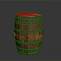 Vintage Wooden Barrel With Metal Strips And Rengel Engraved Text Design