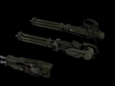 Military Heavy Machine Guns With Metallic Structure Barrel Design And Tactical Build 3d model