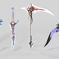 Fantasy Game Weapons Collection Featuring Sword Dagger Polearm And Scythe With Elaborate Designs