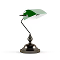 Classic Desk Lamp With Green Shade Adjustable Arm And Black Metal Base