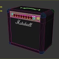 Marshall Electric Guitar Amplifier With Control Knobs And Black Wooden Panel Design
