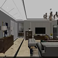 Modern TV Stand in Living Room with TV Decorations and Side Cabinet